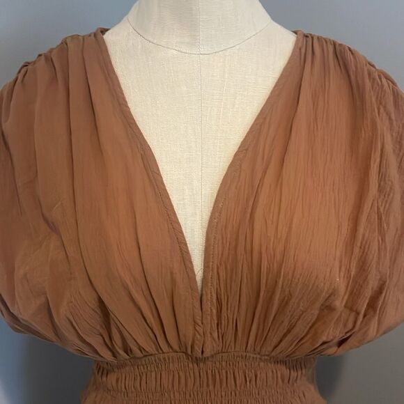 NWOT Lush Twany Peasant Short Sleeve Shirt Blouse Bohemian Size S - Picture 2 of 9